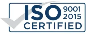 ISO 9001:2015 certified badge with a tick mark