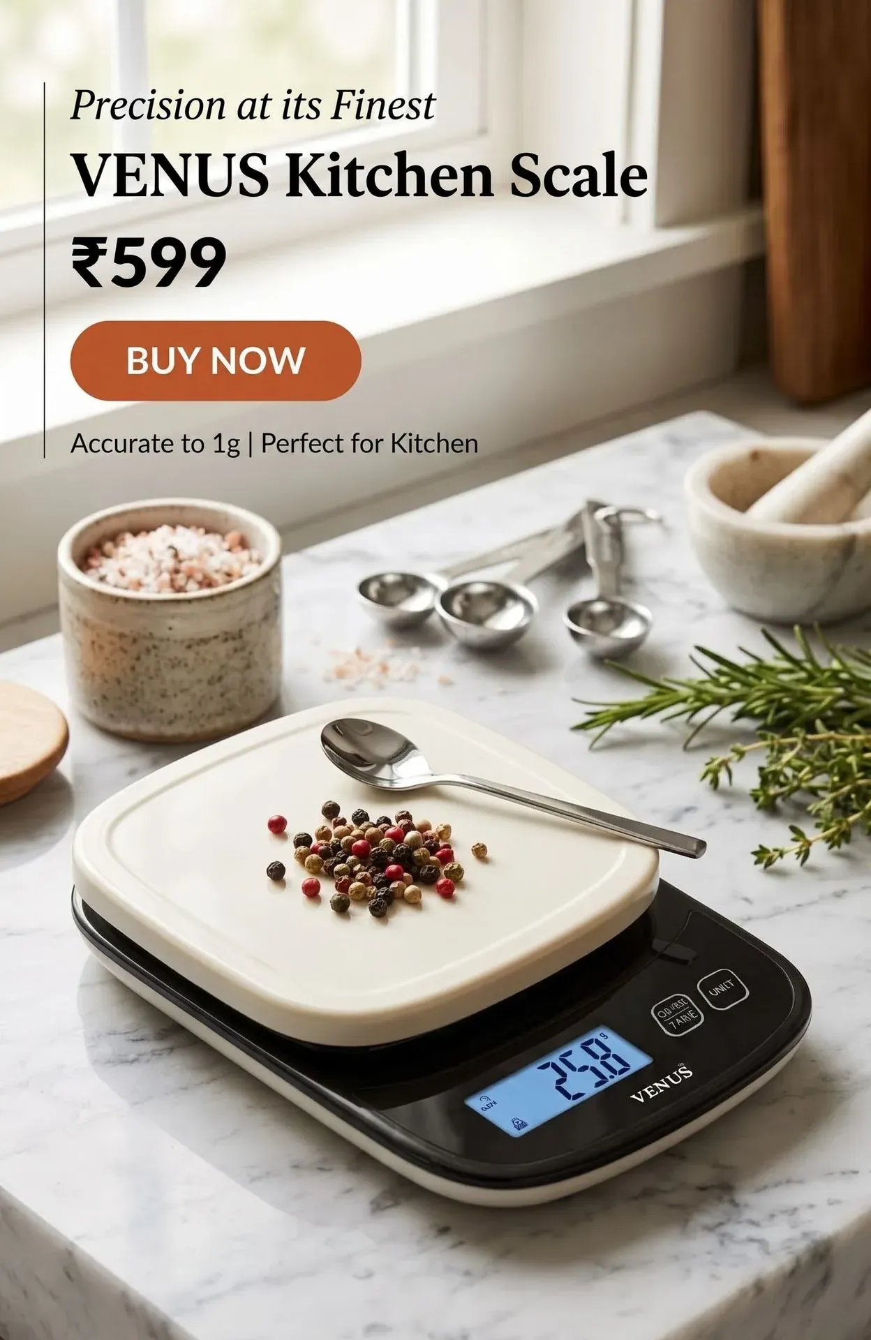 Digital kitchen scale weighing ingredients