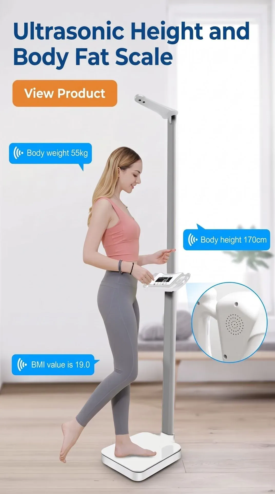 Ultrasonic height and body weight machine