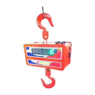 Private label 500 kg crane scale with an orange body and red crane hooks (M-500, 500 kg × 50 g)
