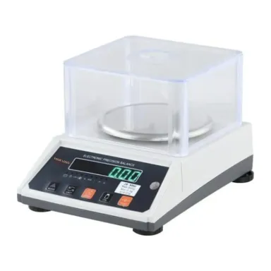 Private label gold weighing scale with a clear cover and green LED displays, YOUR LOGO in place of the brand (JS-6002, 600 g × 0.01 g)