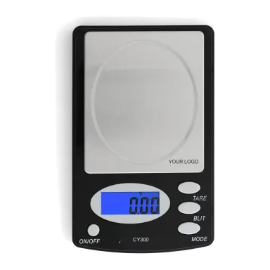CY-300 private label pocket scale Private label pocket scale with an oval backlit display, YOUR LOGO on the steel pan (CY-300, 300 g × 0.01 g)