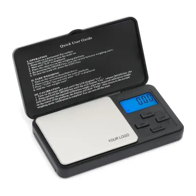 DV-500 private label pocket scale Private label slim electronic pocket scale with a flip cover, YOUR LOGO on the pan (DV-500, 500 g × 0.01 g)