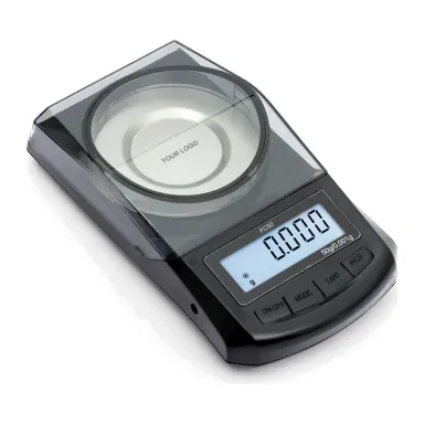 FC-50 private label pocket scale Private label 0.001 g pocket scale with a round windshield, YOUR LOGO on the pan (FC-50, 50 g × 0.001 g)