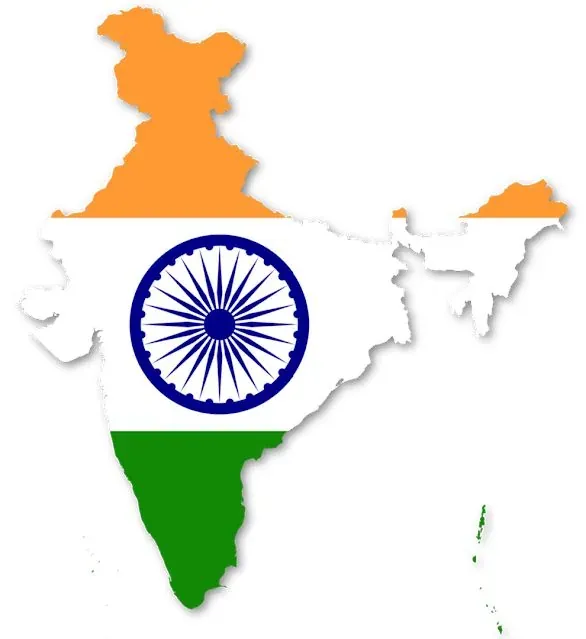 Map of India shown in the tricolor of the Indian national flag, representing Made in India manufacturing.