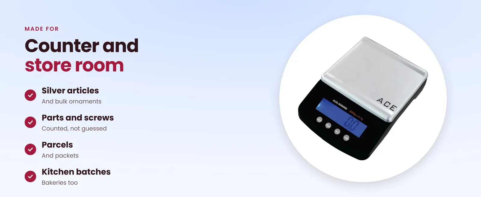 10 kg weighing scale for silver, parts and screws, parcels and kitchen batches