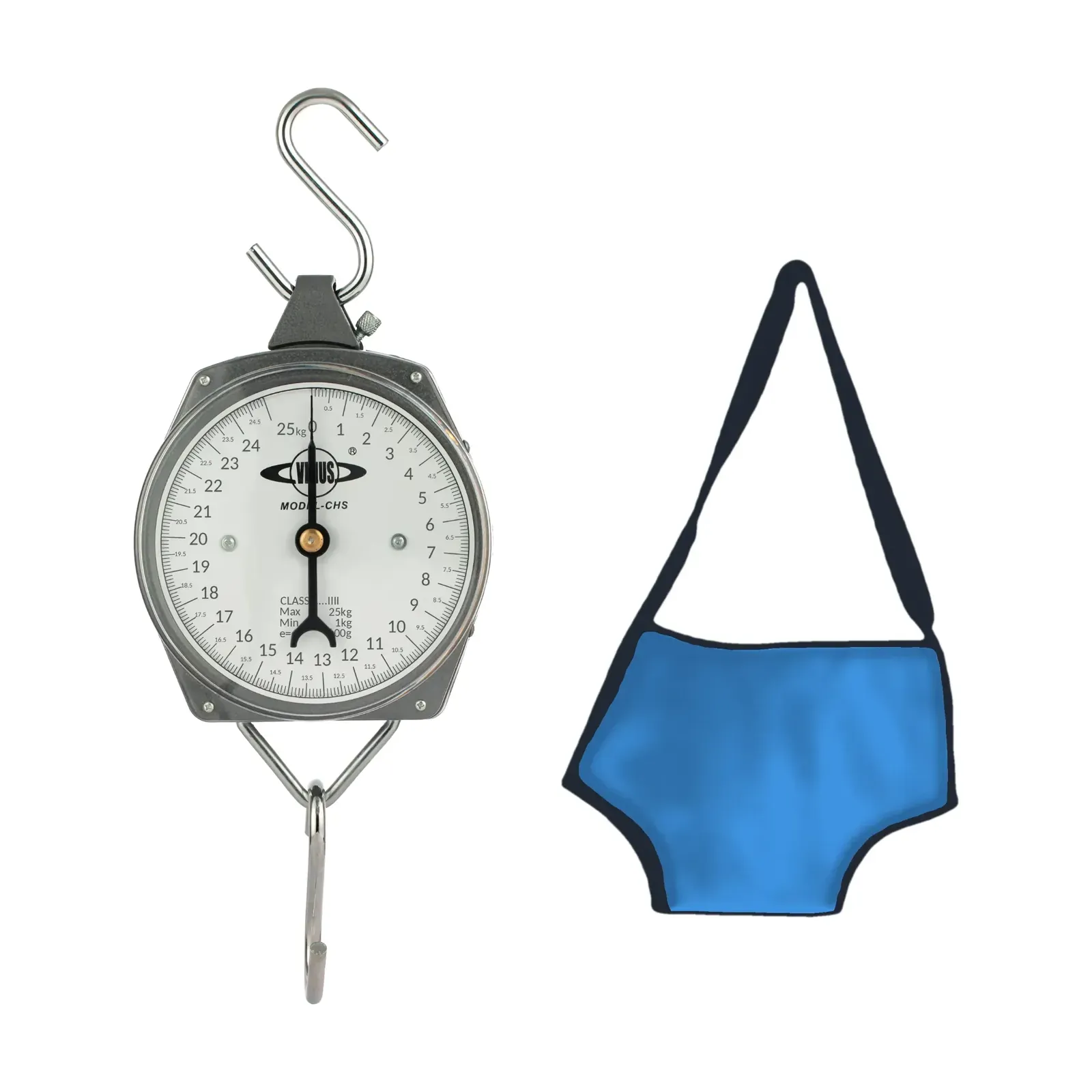 Venus CHS-25 manual circular baby hanging scale with weighing sling