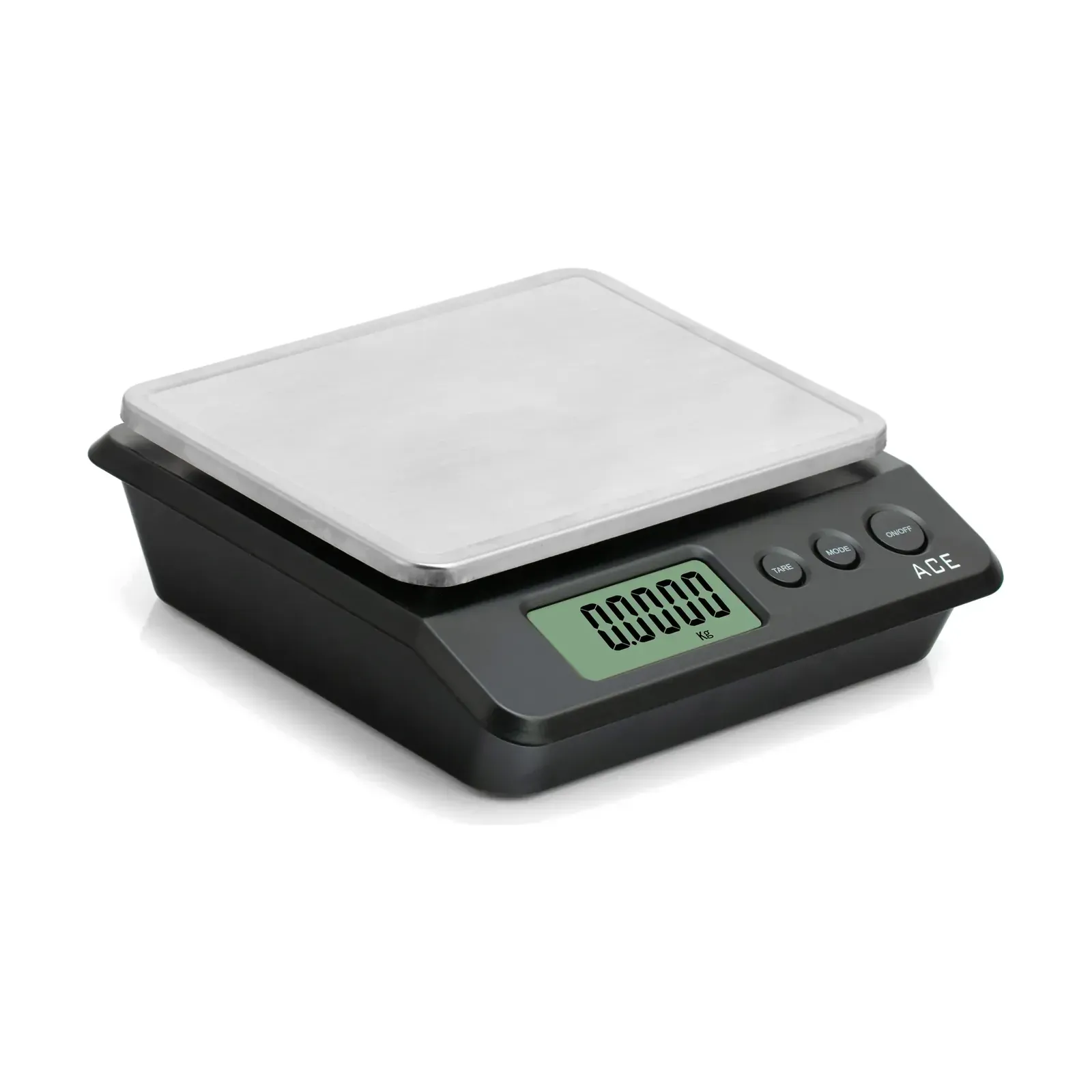 Ace PS-30 30 kg weighing scale, front view with green backlit LCD