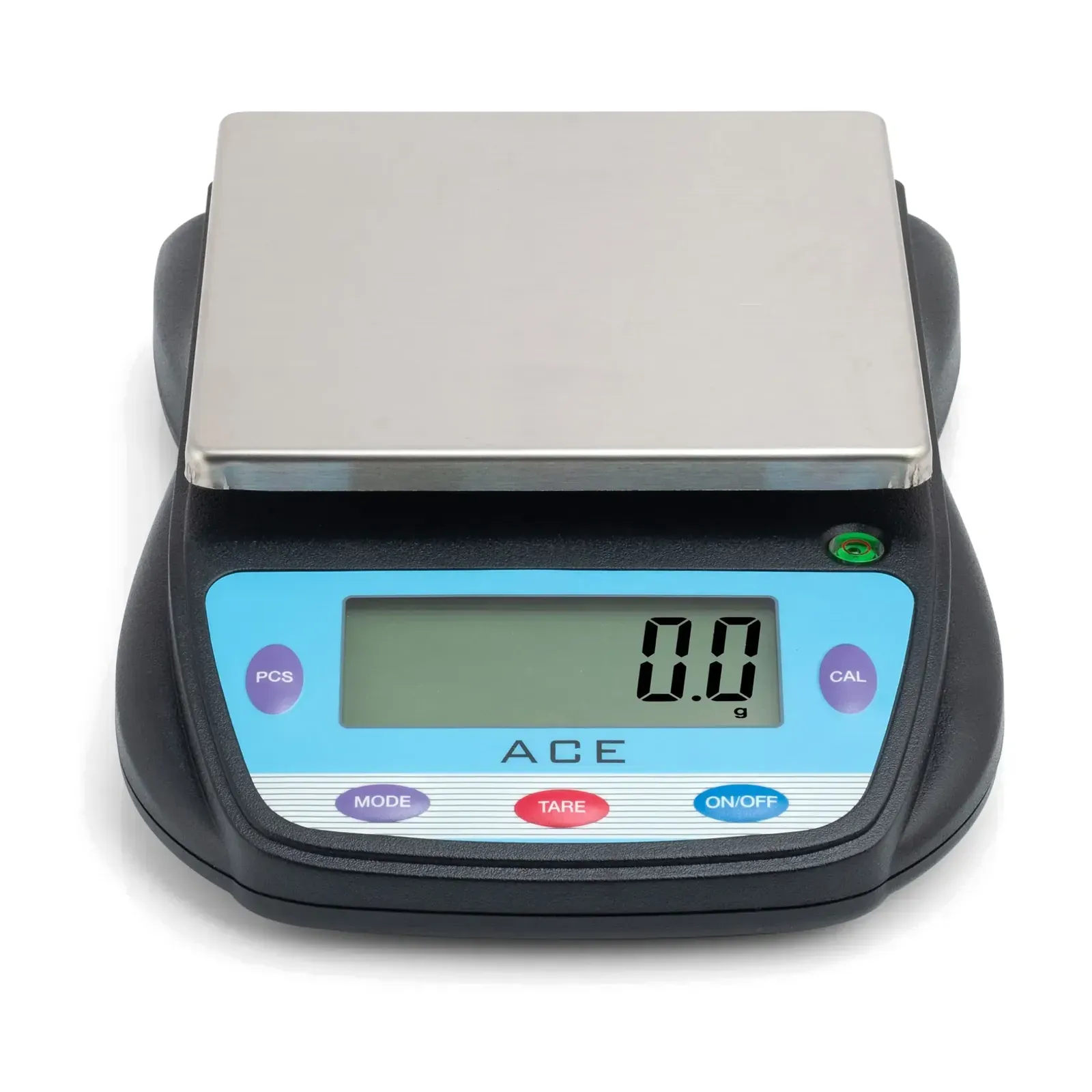 Ace KB-600/6000 6 kg weighing scale, front view of the blue backlit LCD