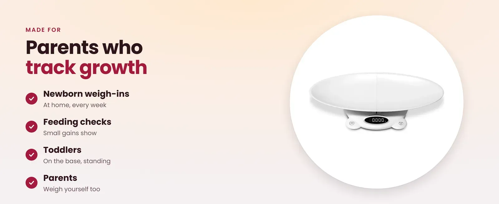 Bluetooth baby scale for newborn weigh-ins, feeding checks, toddlers and parents