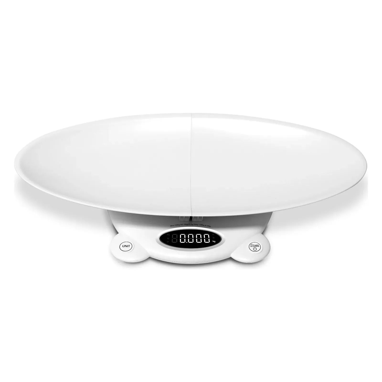 Curved tray on the base Venus EBS-812 bluetooth baby scale, curved tray on the base