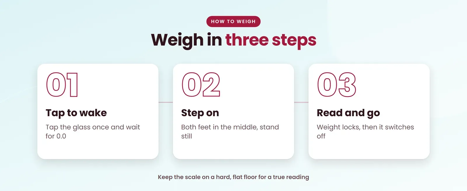 How to use the Venus EPS-2003 clinical weighing scale: tap to wake, step on, read and go