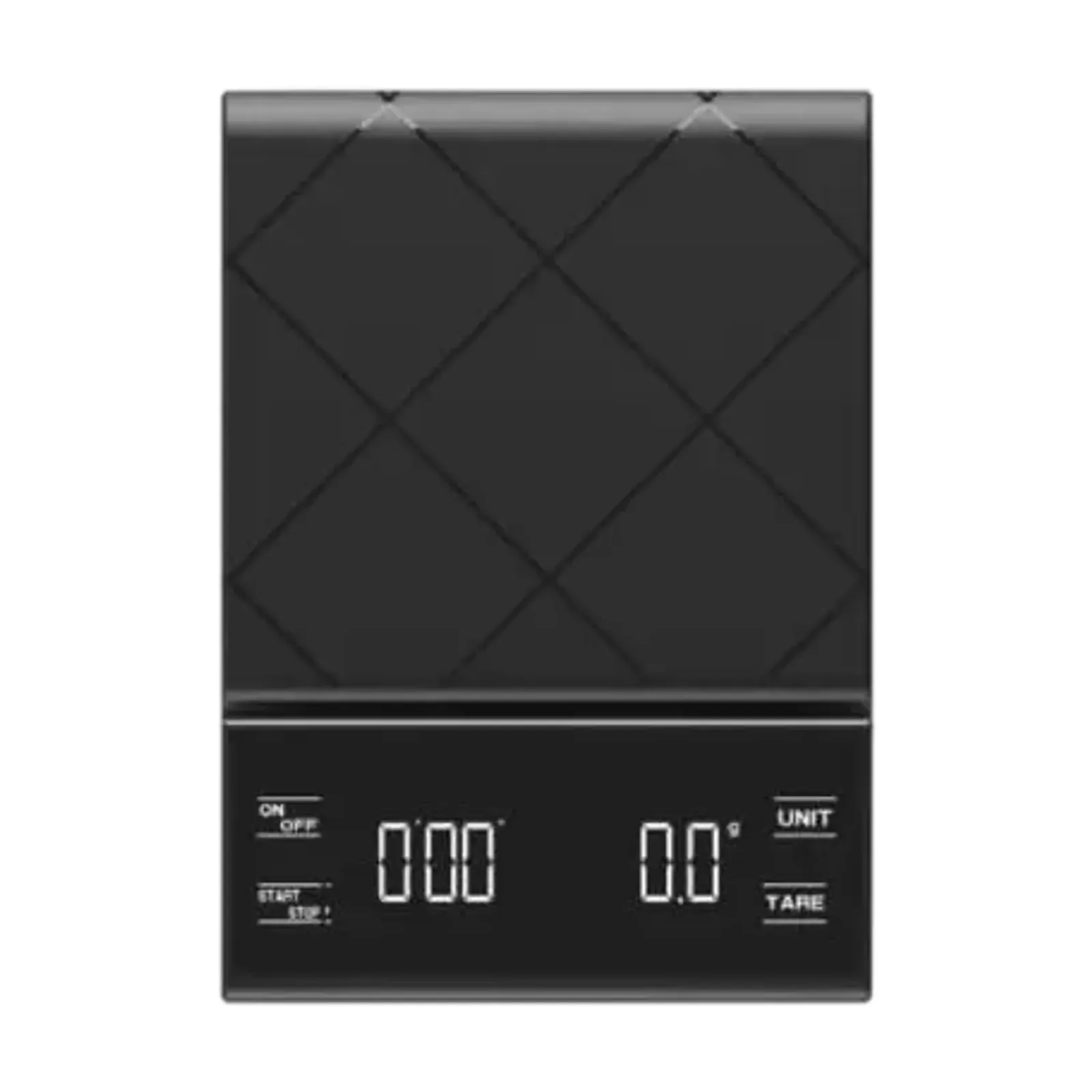 Hoffen KS-301 coffee weighing machine, top view with timer and weight display