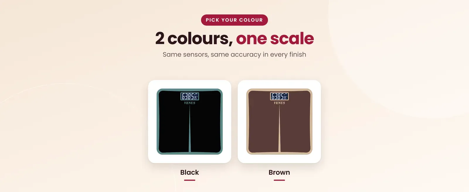 Venus EPS-8199 designer bathroom scale in Black, Brown