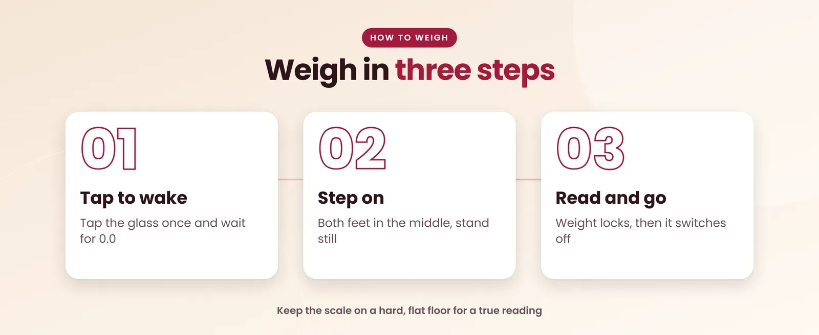 How to use the Venus EPS-8199 designer bathroom scale: tap to wake, step on, read and go