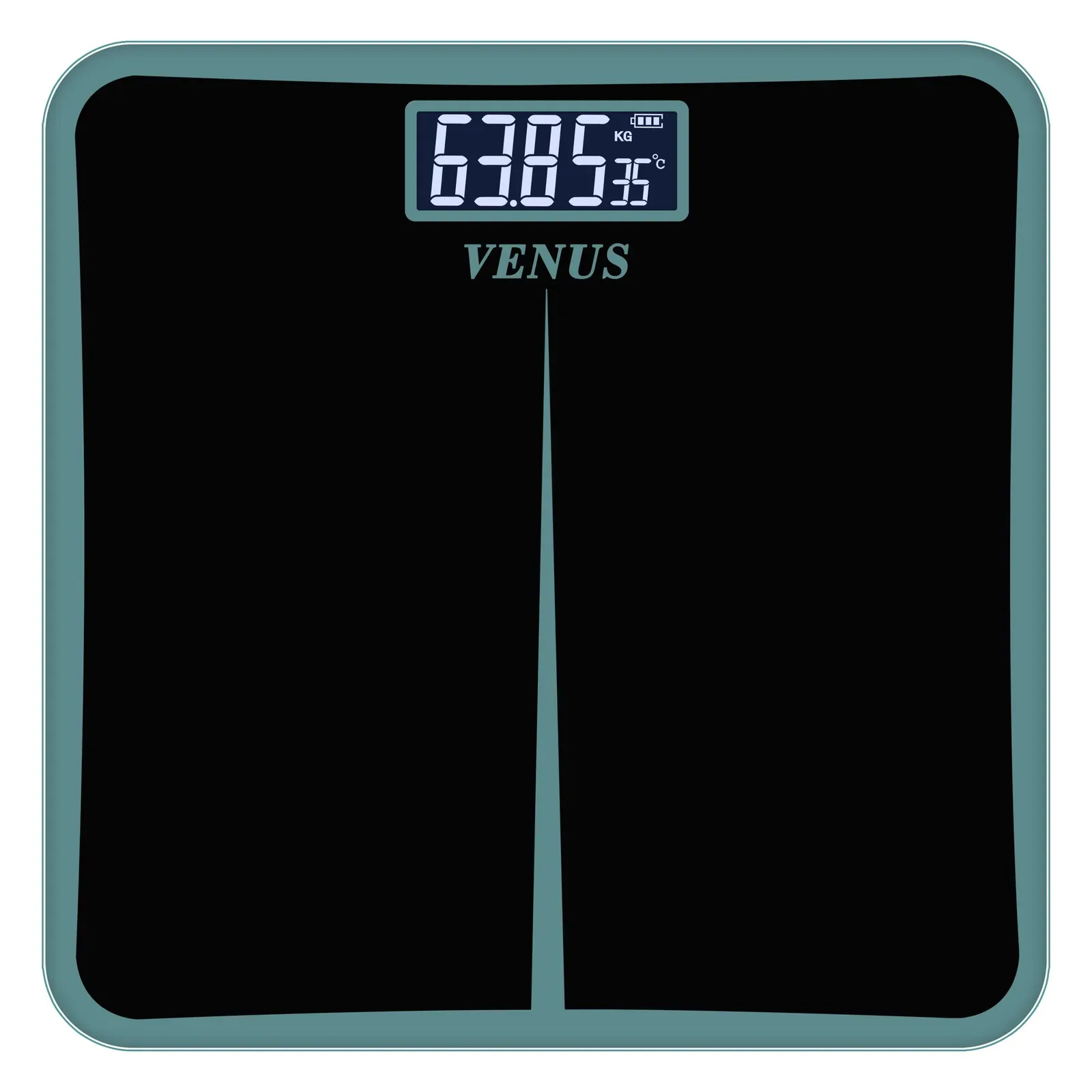 Venus EPS-8199 designer bathroom scale, black, front view