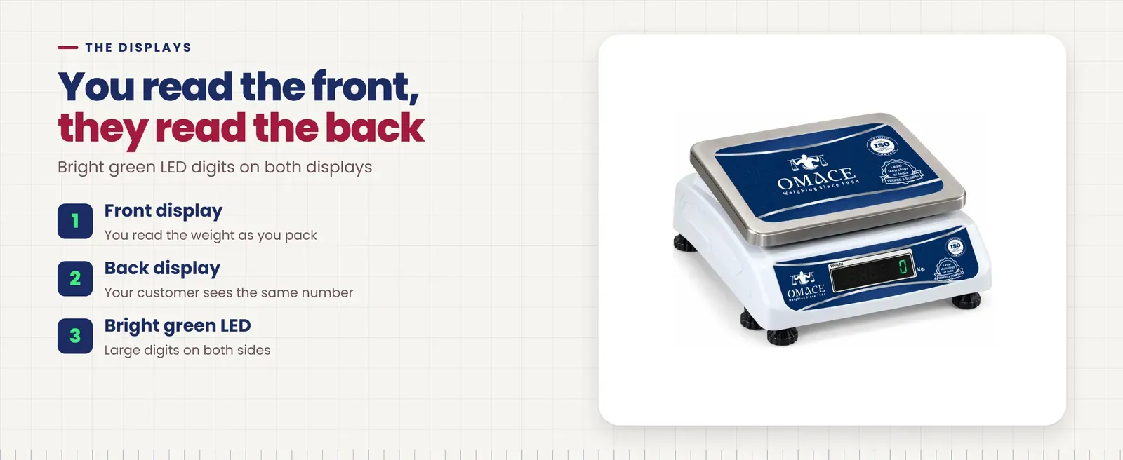 Omace Om-TT-Mini SPR double display weight machine front and back displays