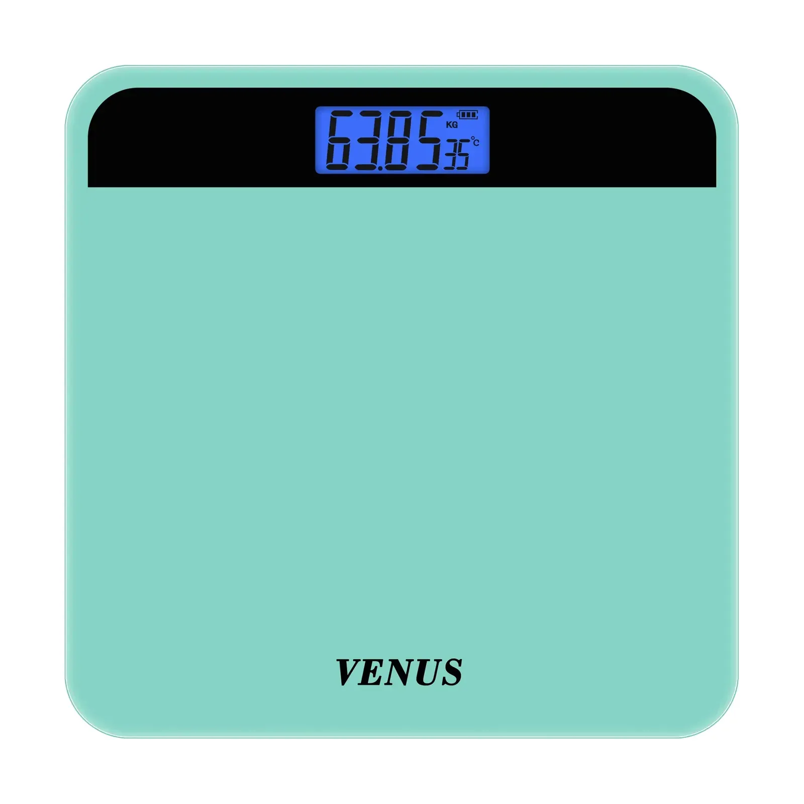 Venus EPS-2799 Electronic Weight Machine for Body, Solid Colour Glass, 180 kg, Blue Backlit LCD, Green