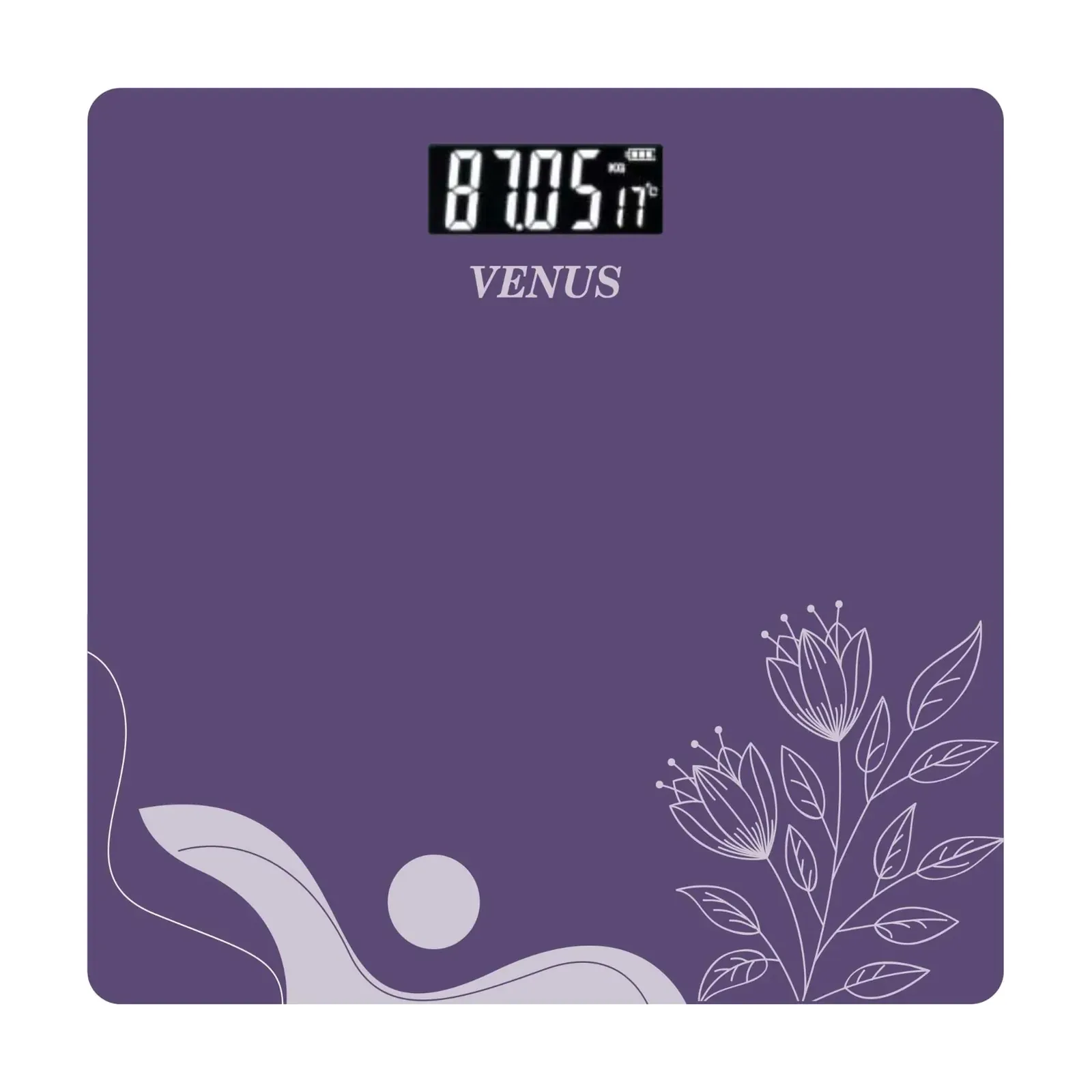 Venus EPS-189 floral bathroom scale, purple floral (A), front view