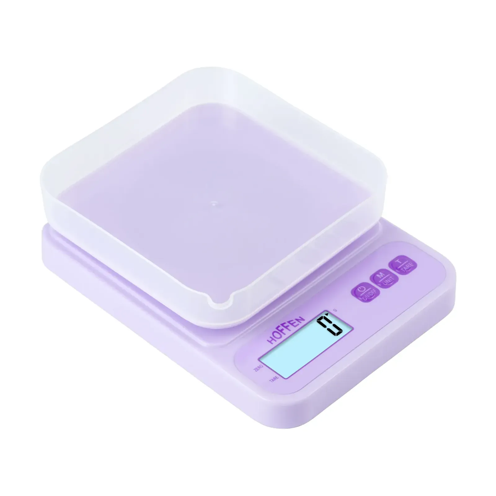 Hoffen KS-820 food weighing scale, front view with tray