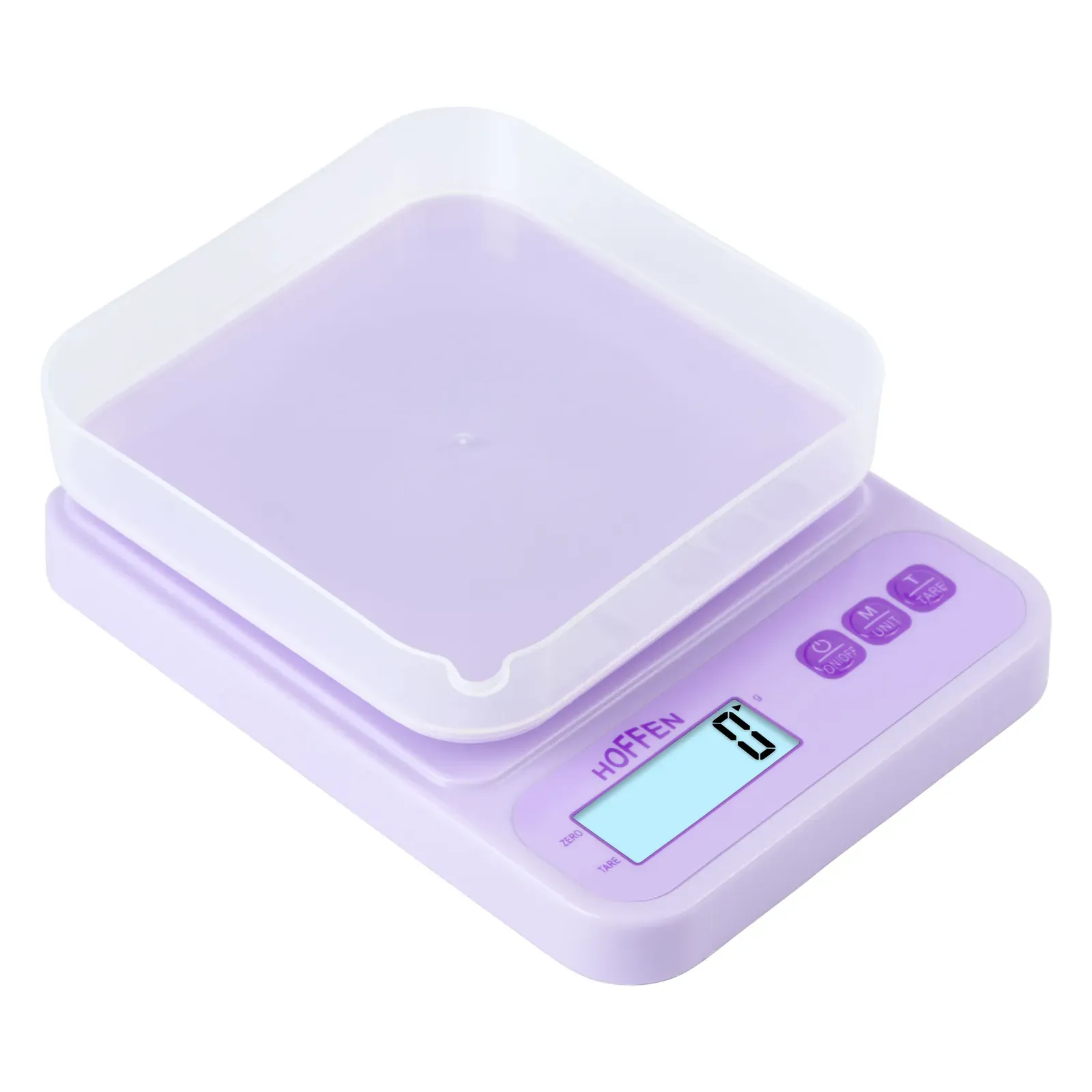 Hoffen KS-820 food weighing scale, front view with tray