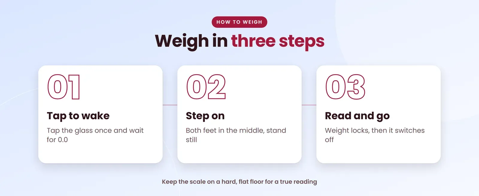 How to use the Venus EPS-2599 glass bathroom scale: tap to wake, step on, read and go