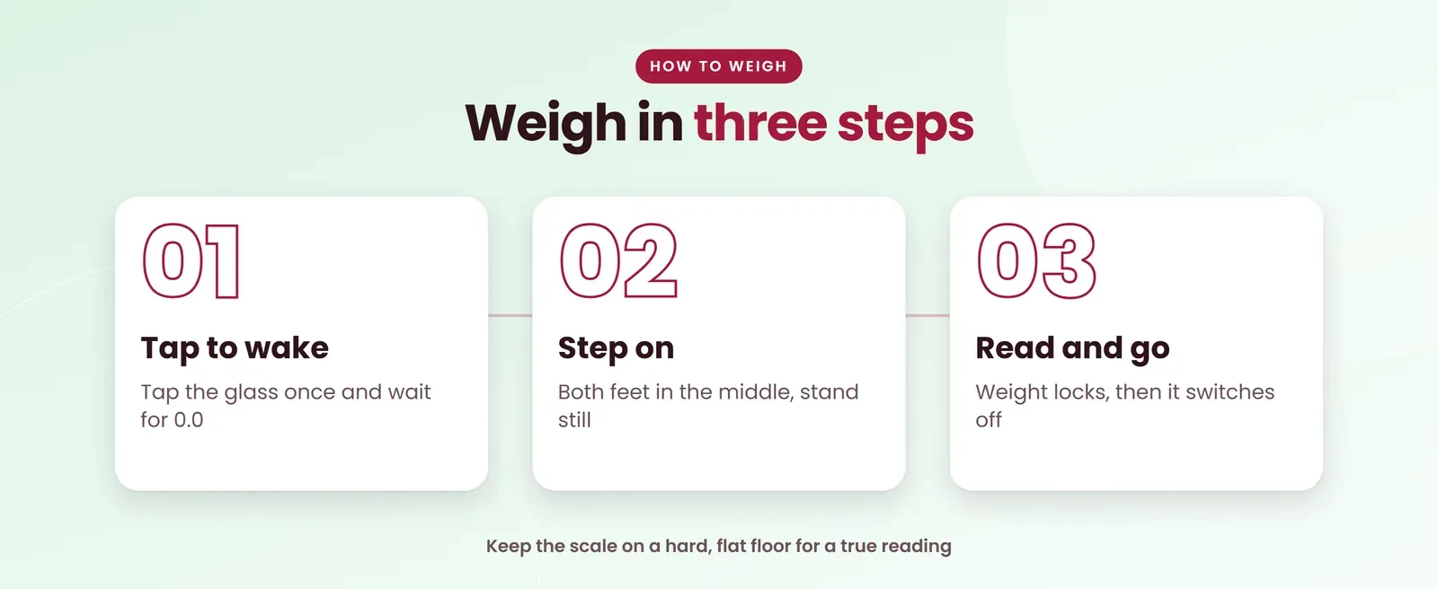 How to use the Venus EPS-282 glass weighing scale: tap to wake, step on, read and go