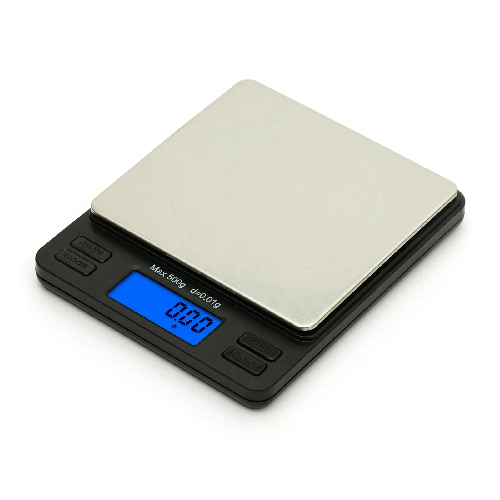 Ace TP-500 gram weighing machine, front view with backlit display