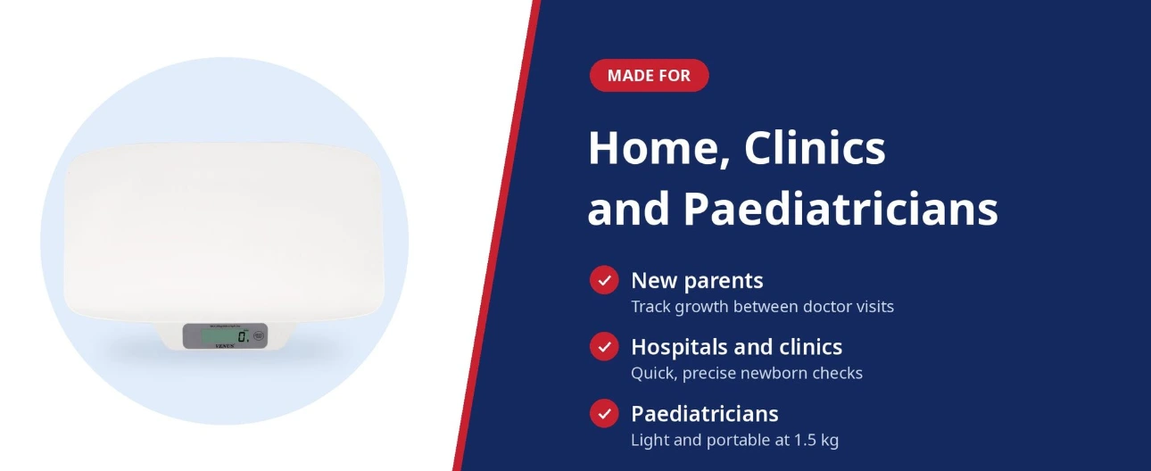 Made for Home, Clinics and Paediatricians Infant weighing scale for new parents at home, hospitals, clinics and paediatricians, light and portable at 1.5 kg