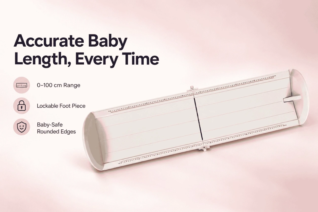 ICDS-IFM Infantometer – Accurate Baby Length Measurement ICDS-IFM infantometer baby length measuring board with 0–100 cm range, fixed head piece and lockable sliding foot piece