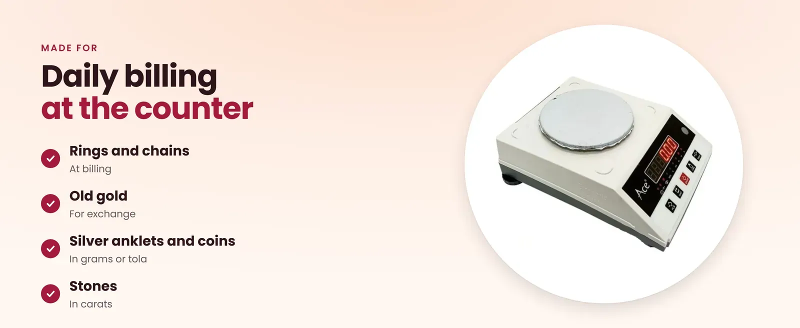 Jewellery scale for rings and chains, old gold exchange, silver and stones