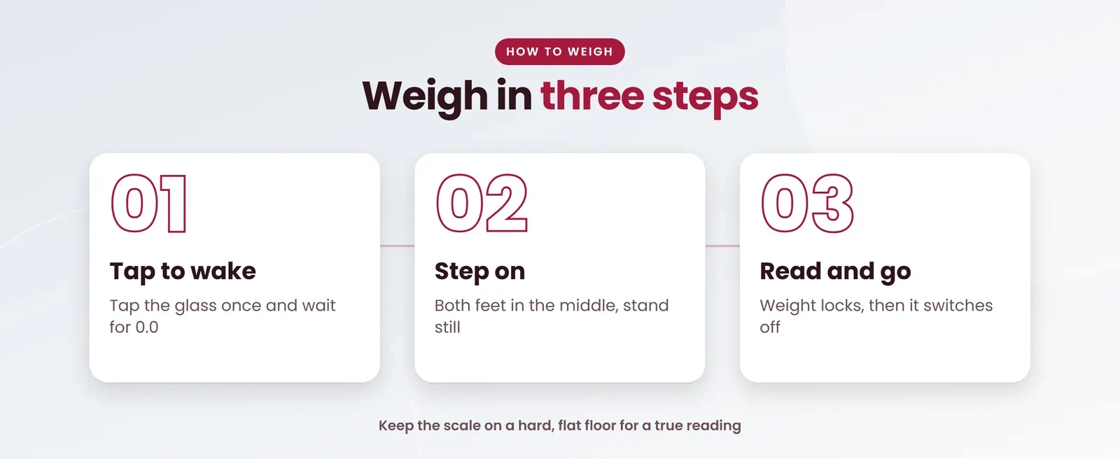 How to use the Venus EPS-284 (M) metal body weighing scale: tap to wake, step on, read and go