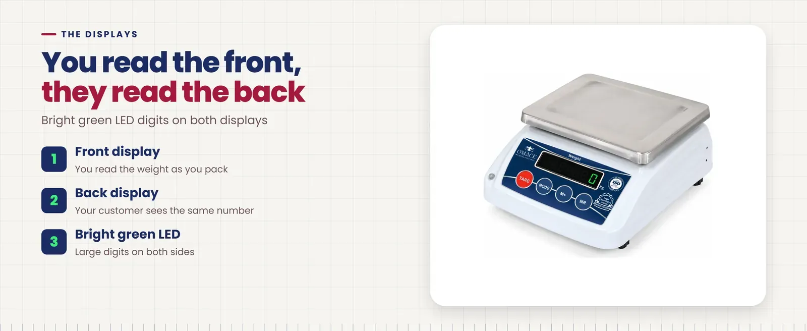 Omace Om-TT-Micro Mini mini weighing machine front and back displays