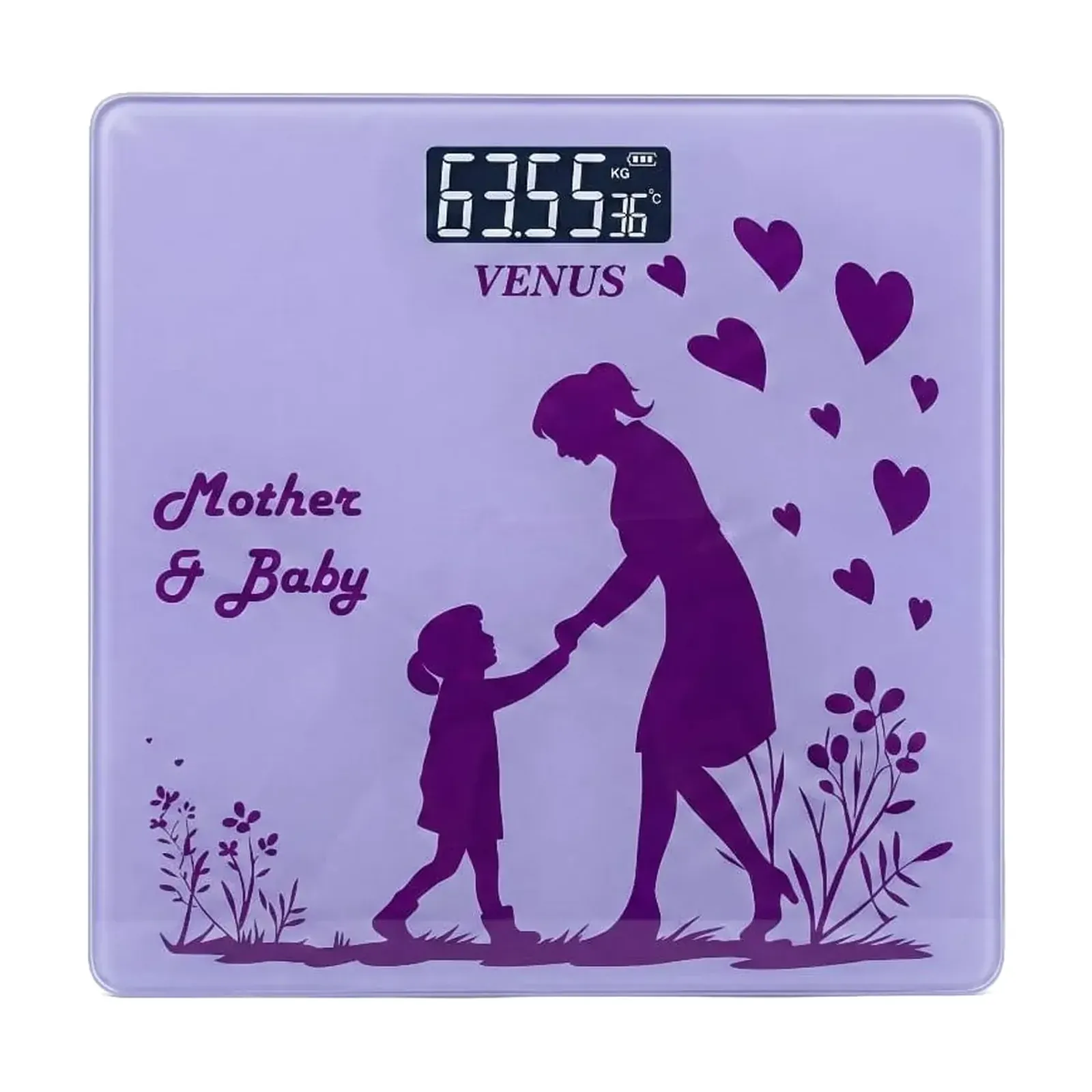 Venus EPS-05 mother and child weighing scale, front view with the mother and baby print