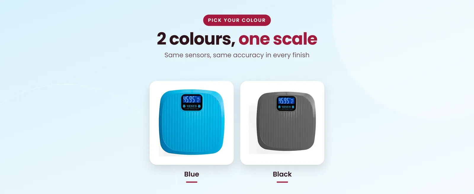 Venus EPS-9999 plastic weighing scale in Blue, Black