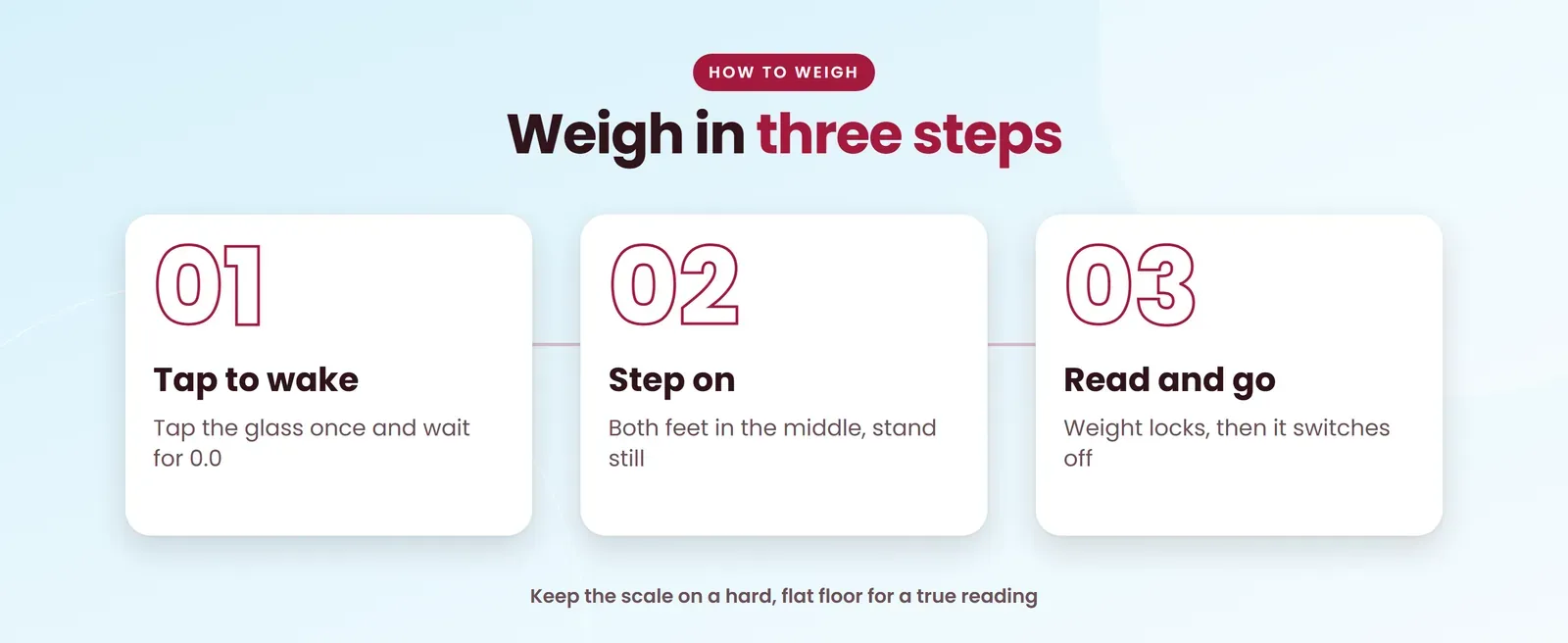 How to use the Venus EPS-9999 plastic weighing scale: tap to wake, step on, read and go