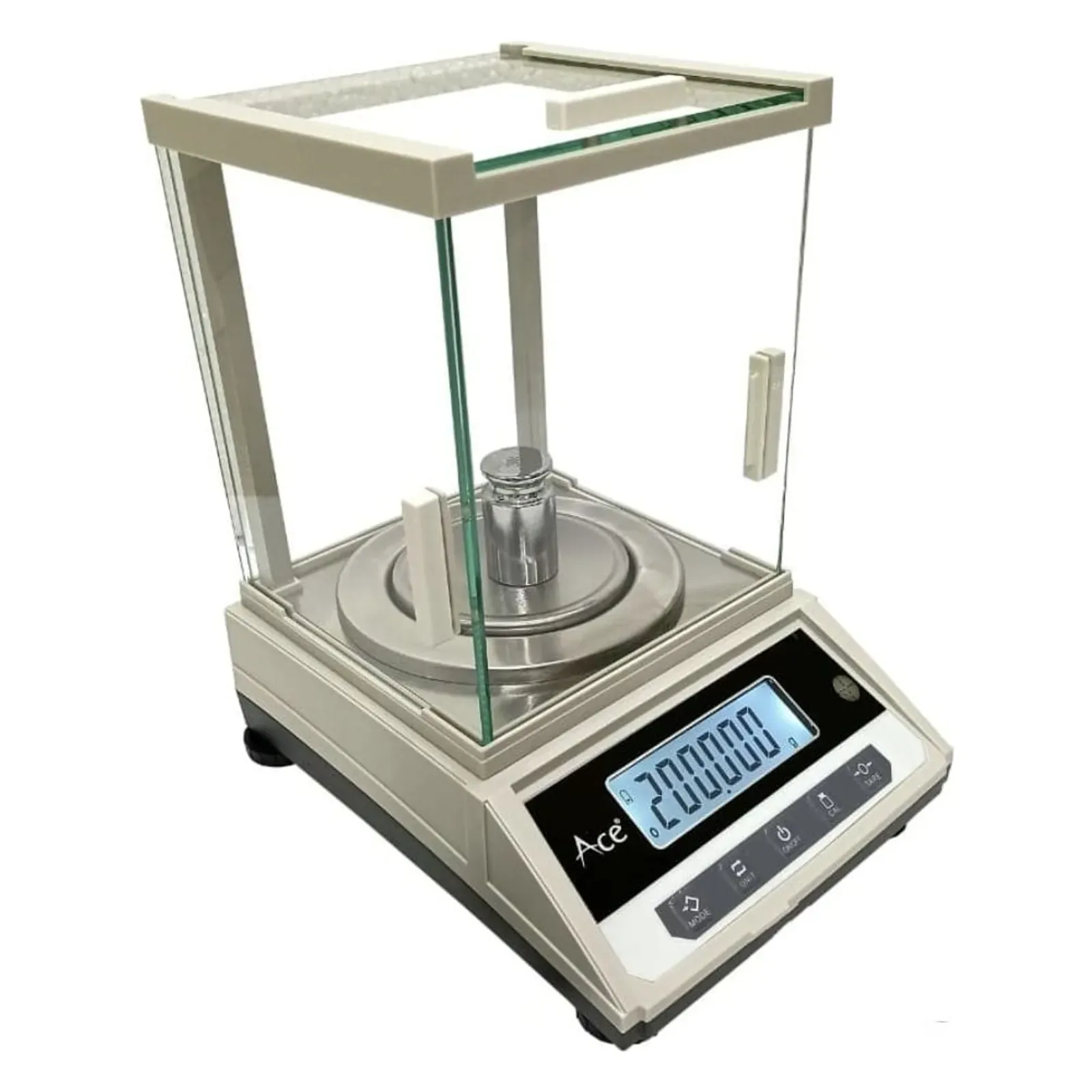 Ace JS-3003 precision weighing balance, angled view with glass windshield