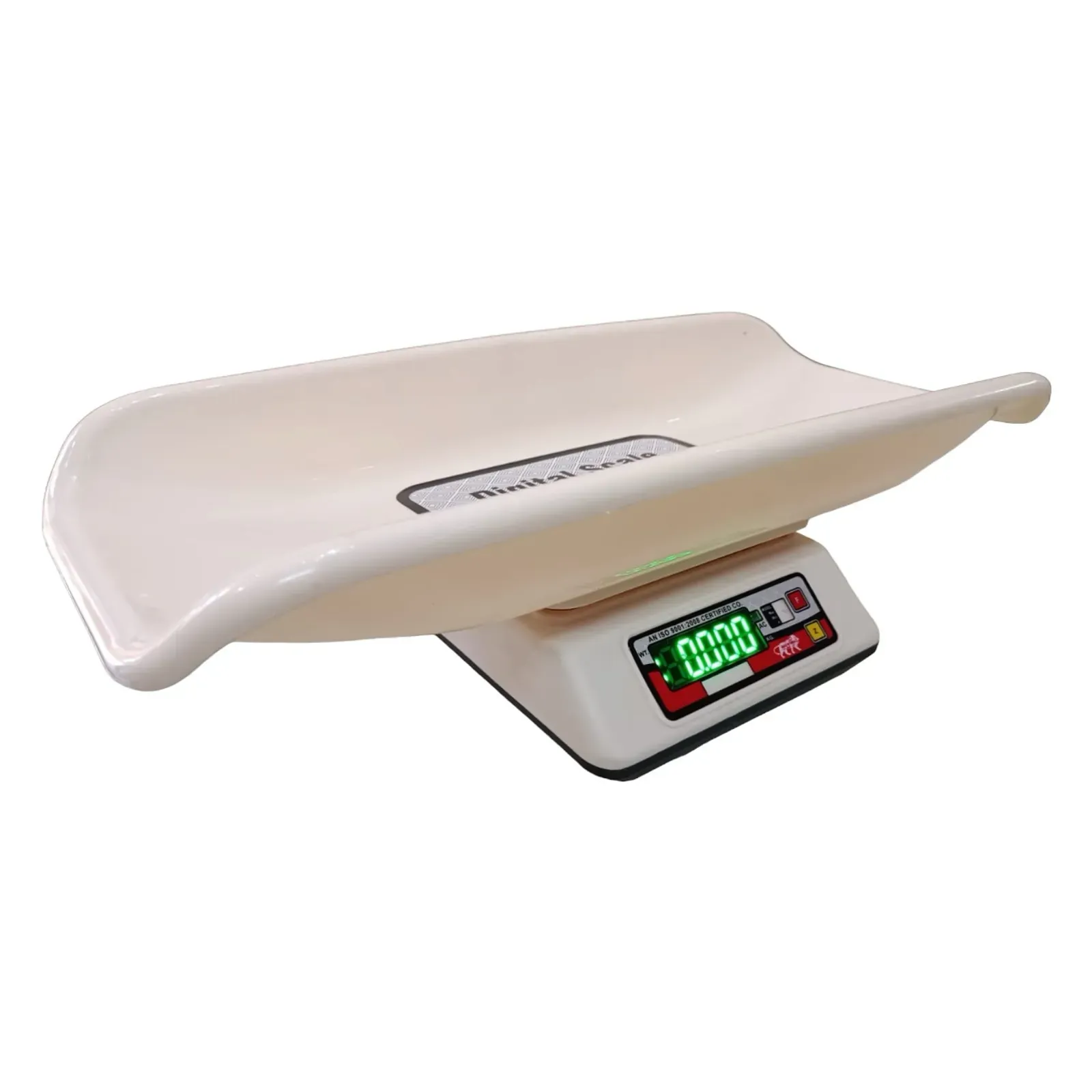 Venus EBS-KS-811 rechargeable baby weighing scale, curved tray and green LED display