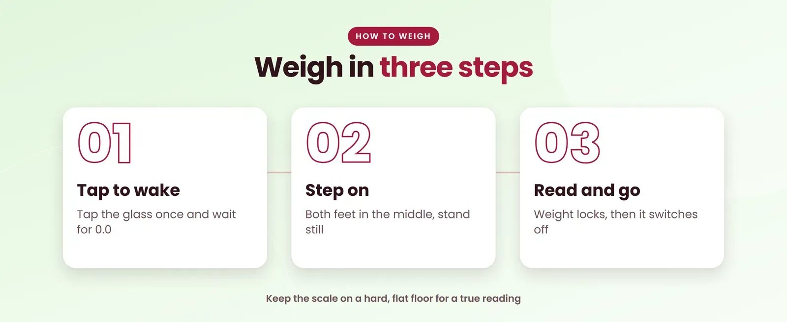 How to use the Venus EPS-7299 round weighing scale: tap to wake, step on, read and go
