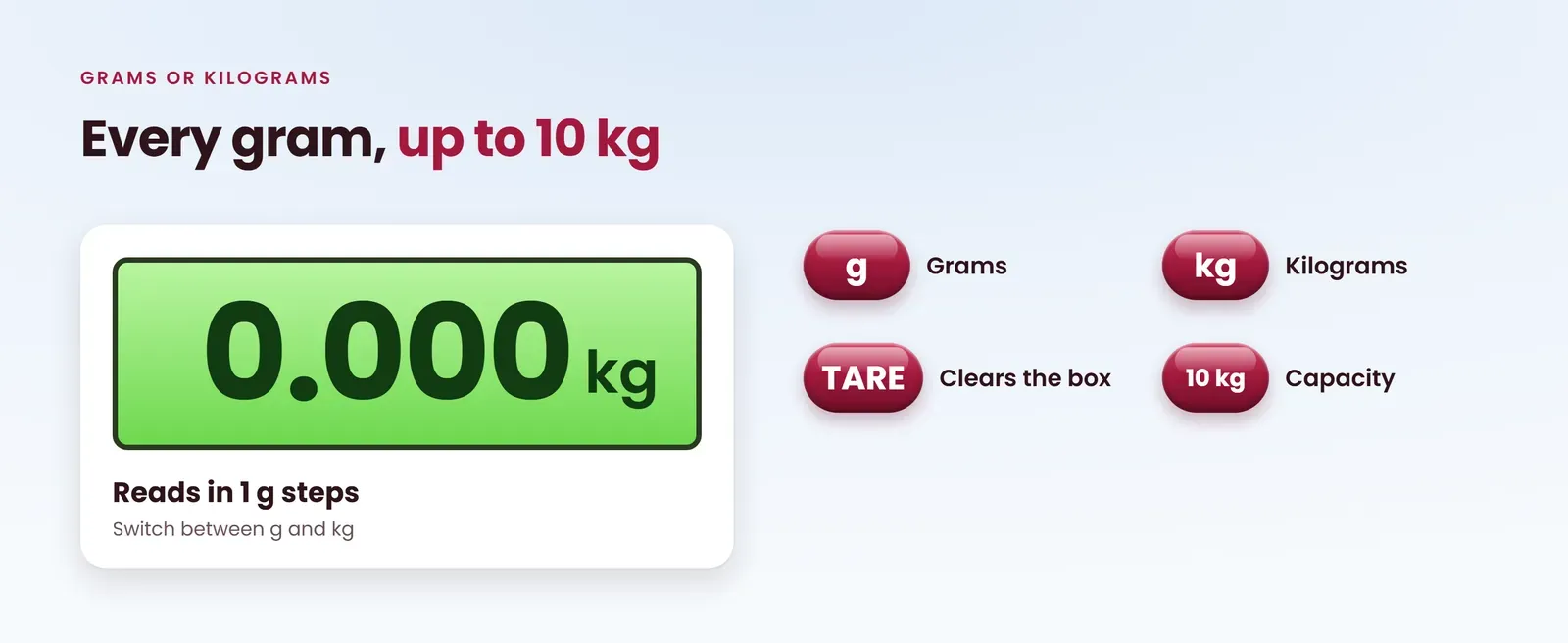 SF-400A weight machine reads grams and kilograms in 1 g steps up to 10 kg