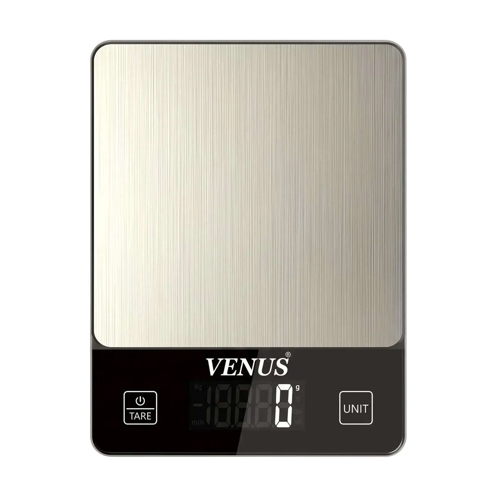 Venus KS-305 stainless steel kitchen scale, top view of the steel plate