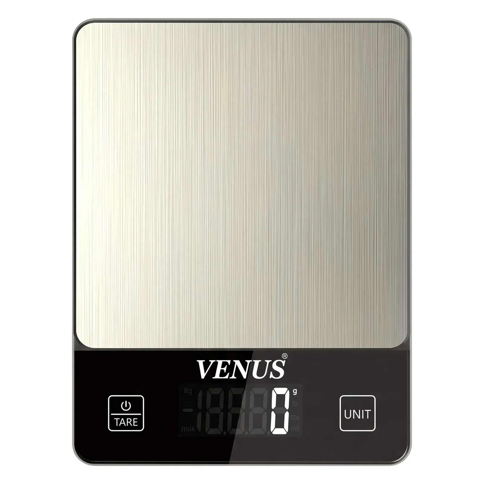 Venus KS-305 stainless steel kitchen scale, top view of the steel plate