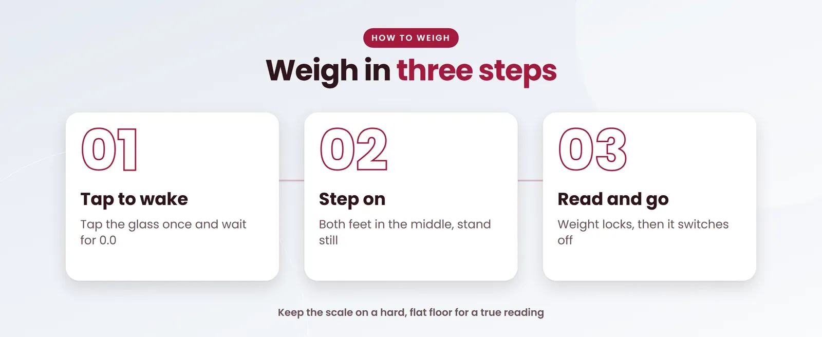 How to use the Venus EPS-4699 stainless steel weighing scale: tap to wake, step on, read and go