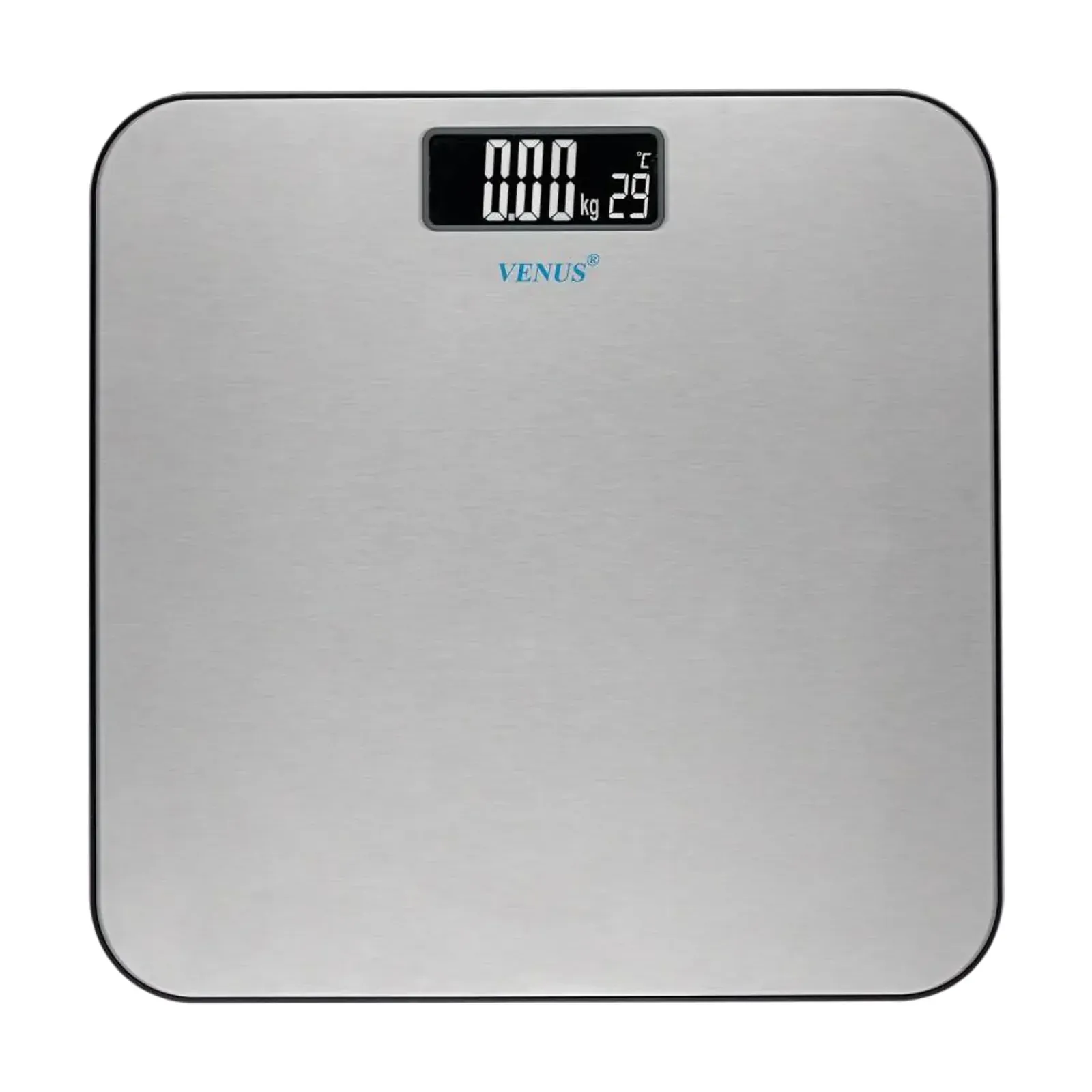 Venus EPS-4699 stainless steel weighing scale, front view of the steel platform