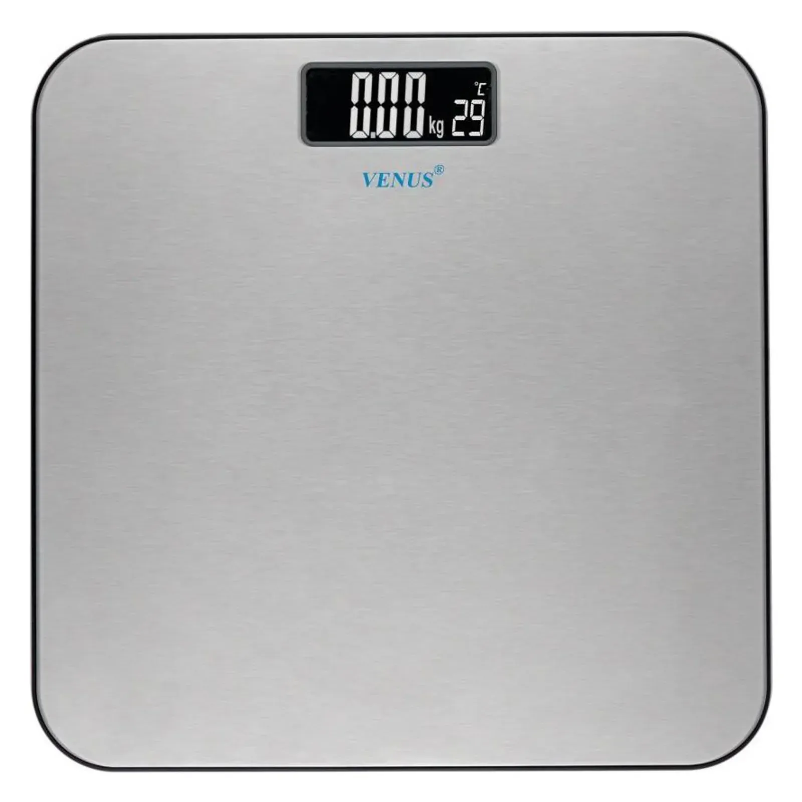 Venus EPS-4699 stainless steel weighing scale, front view of the steel platform