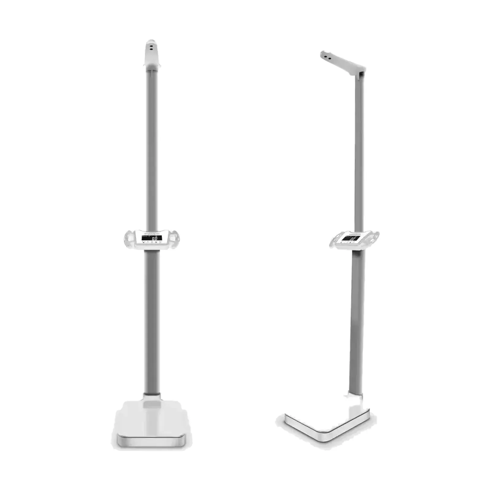 Ultrasonic height and weight machine, front and side view