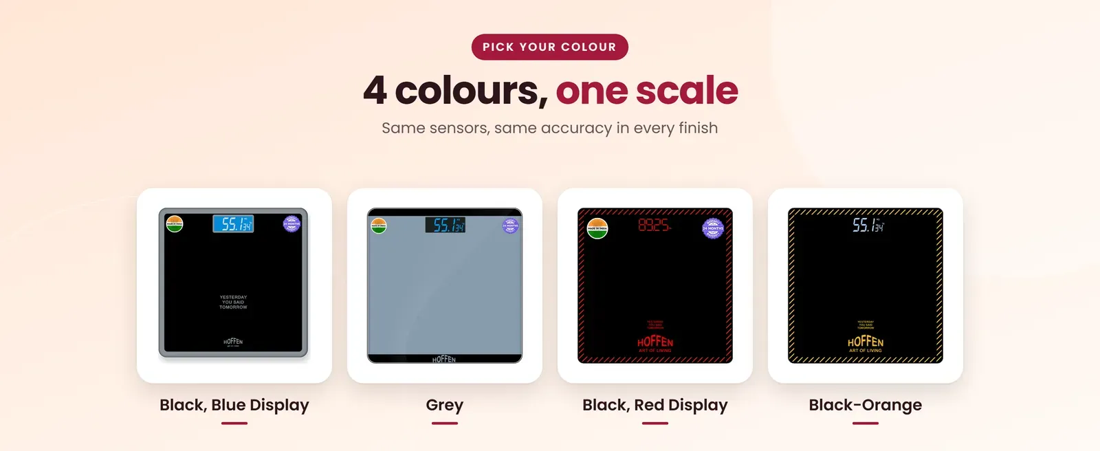 Hoffen HO-18 weighing scale for human in Black, Blue Display, Grey, Black, Red Display, Black-Orange