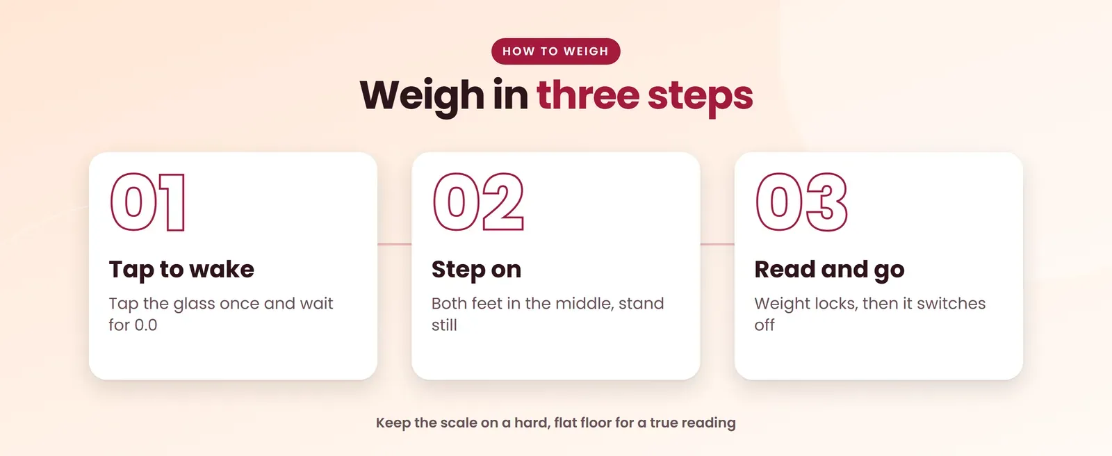 How to use the Hoffen HO-18 weighing scale for human: tap to wake, step on, read and go