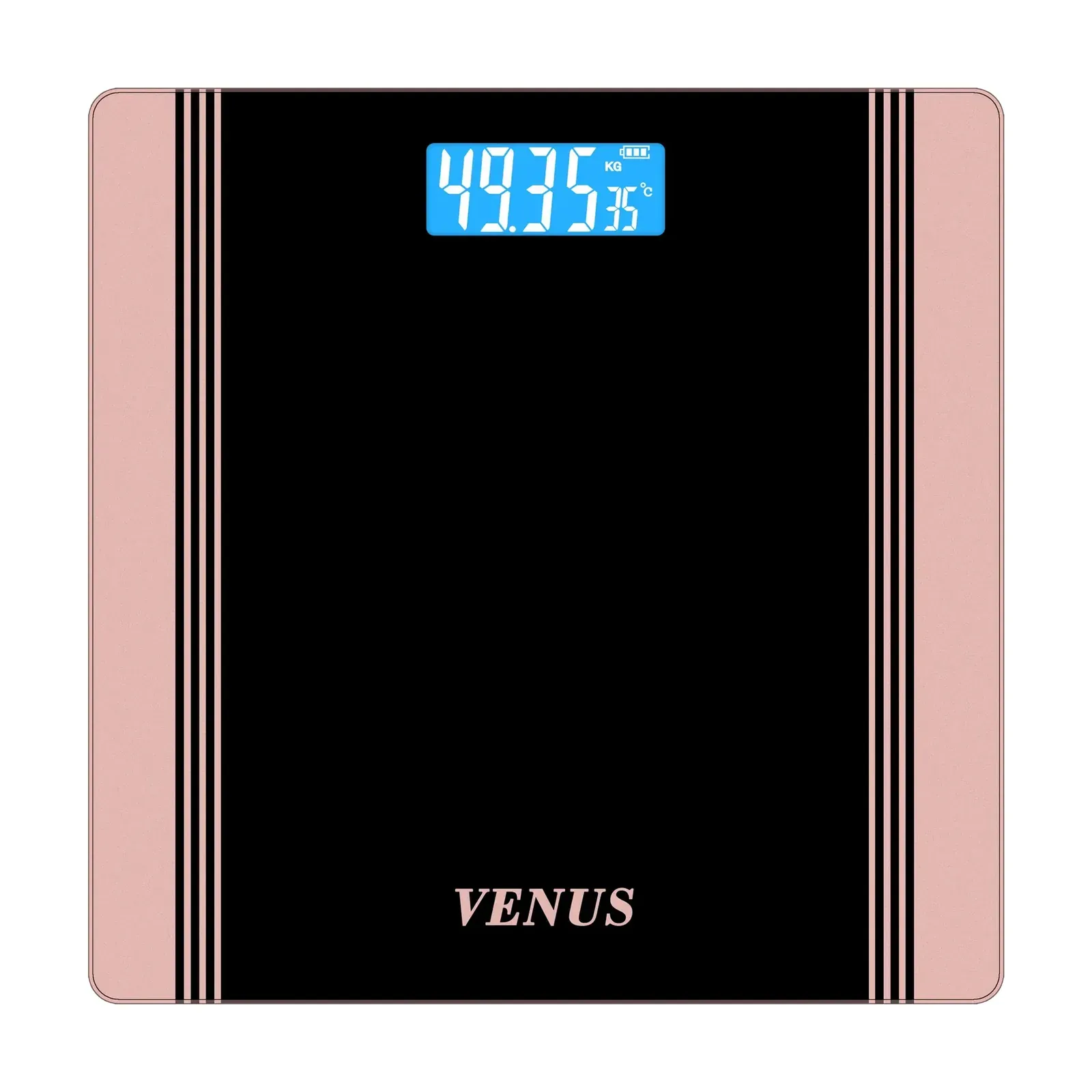 Venus EPS-1199 Weight Machine for Home, Backlit LCD, 180 kg, Tempered Glass, White, Rose Gold and Silver, Rose Gold