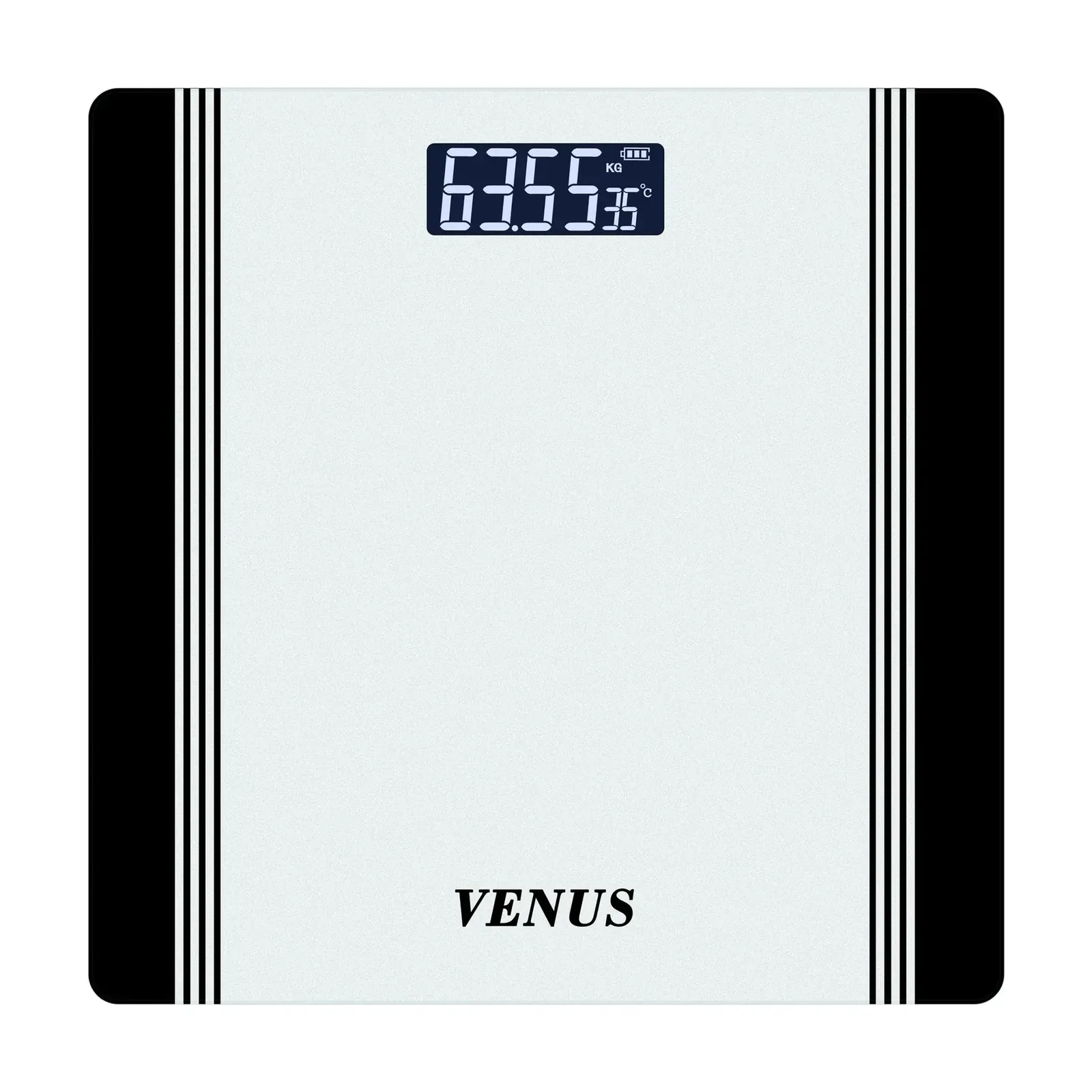 Venus EPS-1199 Weight Machine for Home, Backlit LCD, 180 kg, Tempered Glass, White, Rose Gold and Silver, White